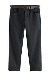 Straight-Jeans Authentische Straight Fit Jeans mit Grtel (2-tlg)
