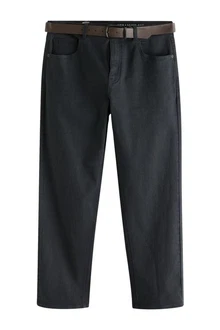 Next Straight-Jeans Authentische Straight Fit Jeans mit Gürtel Dunkelblau/Blau/Hellblau
