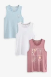 Next Print-Shirt Strukturiertes Trägertop 3er-Pack Grün/Blau