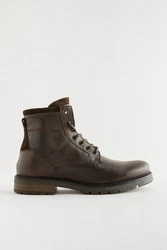Next Stiefel mit Reißverschluss Schnürstiefelette Braun/Dunkelbraun/Dunkelgrün/Grau