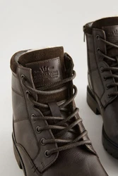 Next Stiefel mit Reißverschluss Schnürstiefelette Braun/Dunkelbraun/Dunkelgrün/Grau