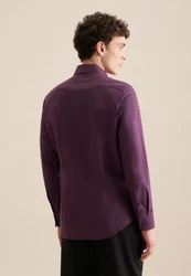 Seidensticker Flanellhemd Slim Langarm Kentkragen Uni Lila/Bordeaux/Braun/Rosa/Dunkelrot