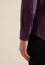 Seidensticker Flanellhemd Slim Langarm Kentkragen Uni Lila/Bordeaux/Braun/Rosa/Dunkelrot