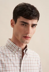 seidensticker Flanellhemd Shaped Langarm Button-Down-Kragen Karo 