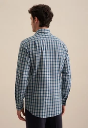 seidensticker Flanellhemd Regular Langarm Button-Down-Kragen Hellblau/Dunkelgrün/Blau/Dunkelblau