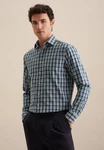 seidensticker Flanellhemd Regular Langarm Button-Down-Kragen Hellblau/Dunkelgrün/Blau/Dunkelblau