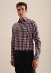 seidensticker Flanellhemd Regular Langarm Button-Down-Kragen Braun/Bordeaux/Dunkelbraun/Dunkelrot