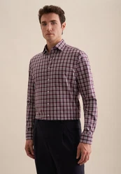 seidensticker Flanellhemd Regular Langarm Button-Down-Kragen Braun/Bordeaux/Dunkelbraun/Dunkelrot