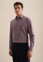 Flanellhemd Regular Regular Langarm Button-Down-Kragen Karo