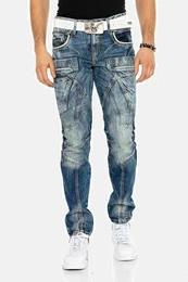 Tapered-fit-Jeans Jeans mit Kontrastnhten und Seitentaschen, CD-391
