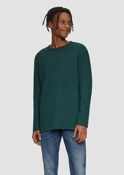 QS Langarmshirt aus Struktur-Jersey Dunkelgrün/Grün