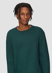 QS Langarmshirt aus Struktur-Jersey Dunkelgrün/Grün