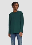QS Langarmshirt aus Struktur-Jersey Dunkelgrün/Grün