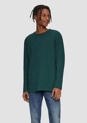 QS Langarmshirt aus Struktur-Jersey Dunkelgrün/Grün