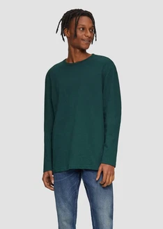 QS Langarmshirt aus Struktur-Jersey Dunkelgrün/Grün