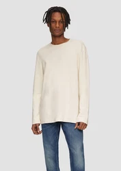 QS Langarmshirt aus Struktur-Jersey Weiß/Khaki/Beige/Creme