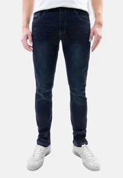 Regular-fit-Jeans Regular Denim Jeans mit Kontrastnhten und Falten 8187 in Dunkelblau