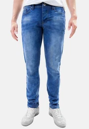 Regular-fit-Jeans Denim Jeans mit Design Taschen und Kontrastnhten 8186 in Blau