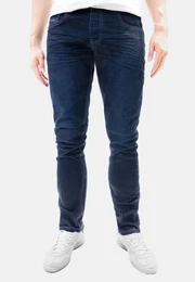Regular-fit-Jeans Regular Denim Jeans mit Kontrastnhten und Falten 8193 in Dunkelblau