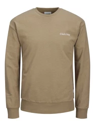 Jack & Jones Sweatshirt JJEBRADLEY GRAPHIC SWEAT CREW NOOS Khaki