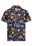 King Kerosin Kurzarmhemd Style Paris Blau/Beige/Creme/Mischfarben/Rot/Braun/Schwarz