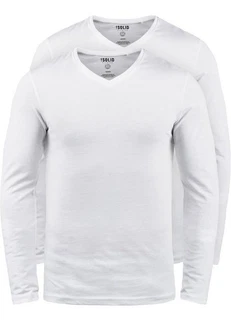 !Solid V-Shirt Langarmshirts im 2er-Pack Grau/Weiß/Silber/Creme
