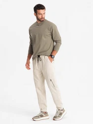 OMBRE Cargojacke Jogginghose mit Cargotaschen Khaki/Beige