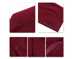 Allthemen Anzug 2 Teilig Slim Fit Herrenanzug Modern Business Dunkelrot/Rot/Bordeaux