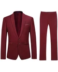 Allthemen Anzug 2 Teilig Slim Fit Herrenanzug Modern Business Dunkelrot/Rot/Bordeaux