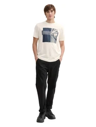 TOM TAILOR DENIM T-Shirt Creme/Weiß/Beige/Grau
