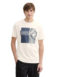 TOM TAILOR DENIM T-Shirt Creme/Weiß/Beige/Grau