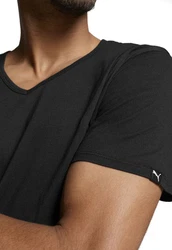 PUMA T-Shirt Basic mit Markenlabel am Ärmelrand Schwarz/Weiß