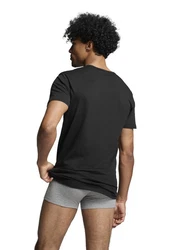 PUMA T-Shirt Basic mit Markenlabel am Ärmelrand Schwarz/Weiß