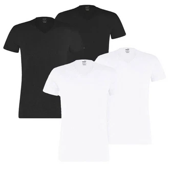 PUMA T-Shirt Basic mit Markenlabel am Ärmelrand Schwarz/Weiß