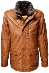 Zimmert Leather Lederjacke Eddi Parka Cognac Braun/Schwarz