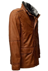 Zimmert Leather Lederjacke Eddi Parka Cognac Braun/Schwarz