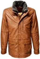 Zimmert Leather Lederjacke Eddi Parka Cognac Braun/Schwarz