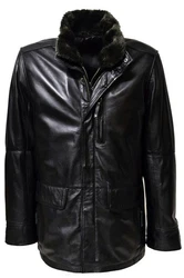 Zimmert Leather Lederjacke Eddi Parka Cognac Braun/Schwarz
