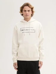 TOM TAILOR Denim Sweatshirt Hoodie mit Print Beige