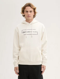 TOM TAILOR Denim Sweatshirt Hoodie mit Print Beige