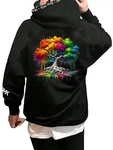 RMK Kapuzenpullover Hoodie Basic Pulli Schwarz/Mischfarben
