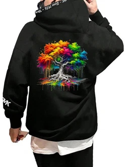 RMK Kapuzenpullover Hoodie Basic Pulli Schwarz/Mischfarben