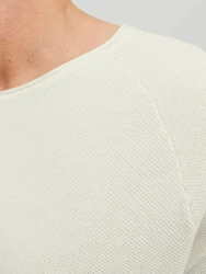 Jack & Jones Strickpullover Hill (1-tlg) Weiß/Khaki/Hellgrün/Creme