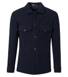 VENTI Langarmhemd Hemdjacke uni Dunkelblau/Hellblau