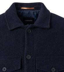 VENTI Langarmhemd Hemdjacke uni Dunkelblau/Hellblau