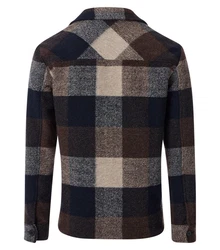 VENTI Langarmhemd Hemdjacke uni Braun/Hellblau/Dunkelblau