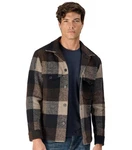 VENTI Langarmhemd Hemdjacke uni Braun/Hellblau/Dunkelblau