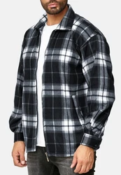 Egomaxx Blouson Fleece Hemd Holzfäller Jacke Karierte Arbeitsjacke (2594) Dunkelgrau