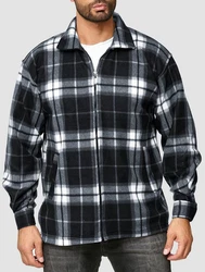 Egomaxx Blouson Fleece Hemd Holzfäller Jacke Karierte Arbeitsjacke (2594) Dunkelgrau
