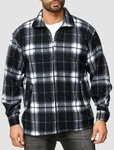Egomaxx Blouson Fleece Hemd Holzfäller Jacke Karierte Arbeitsjacke (2594) Dunkelgrau